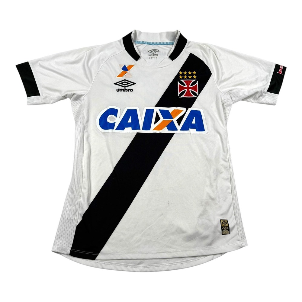 CR Vasco da Gama Jersey Mens Medium White Black Soccer Home Breno 10 Caixa 2015